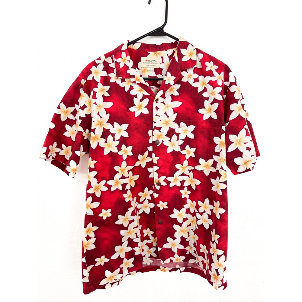 Royal Hawaiian Creations Floral Hawaiian Shirt Aloha Shirt Red Size L
